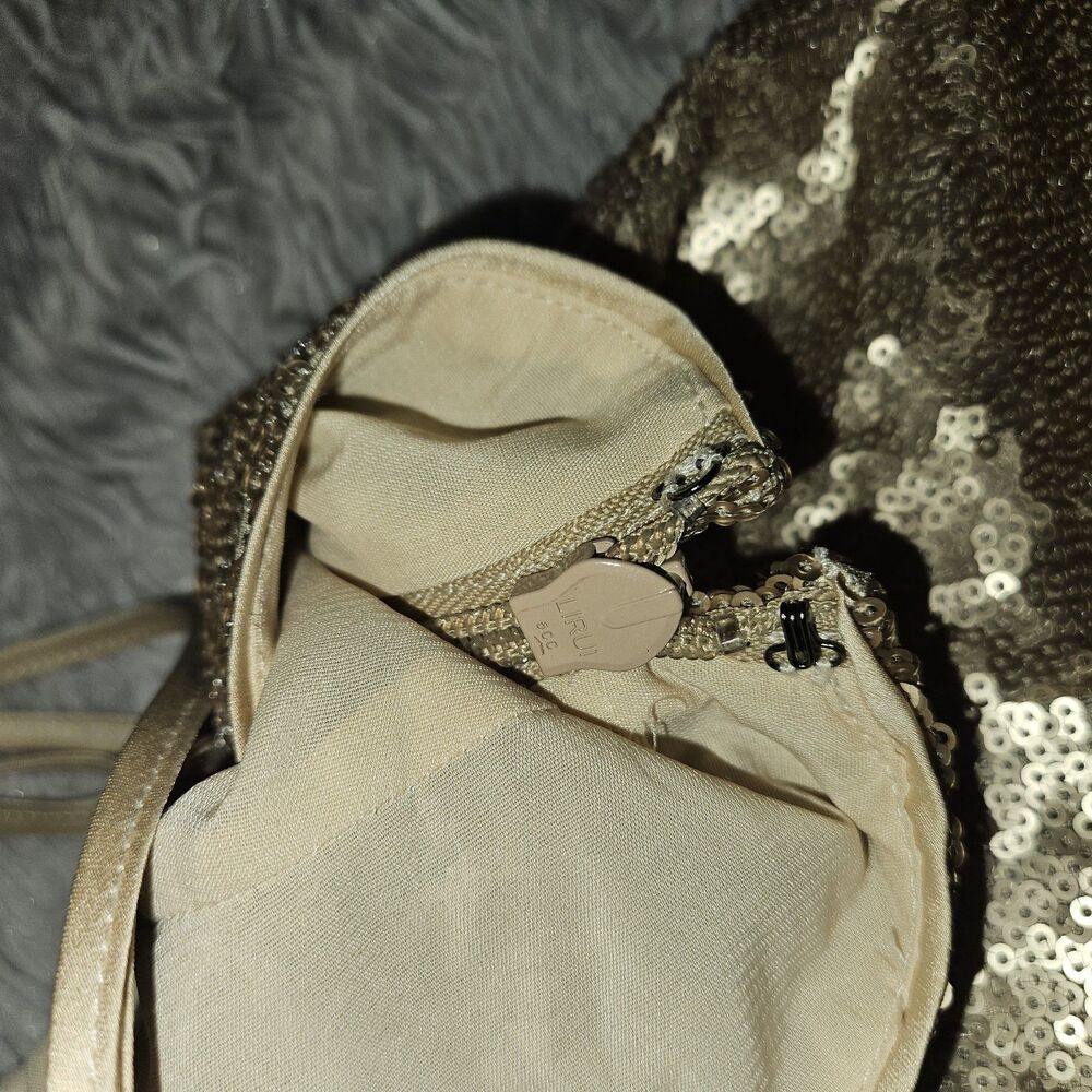 ABERCROMBIE & FITCH Medium Gold Sequin Slip Mini Dress Y2k NYE Glam Chic Preppy - Picture 5 of 8